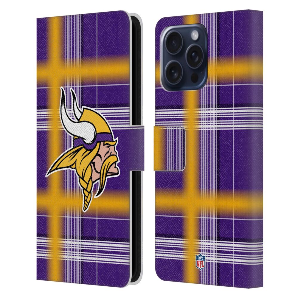 MINNESOTA VIKINGS(NFL) ミネソタバイキングス ミネソタバイキングス - Plaid レザー手帳型 / Apple iPhoneケース - PGS
